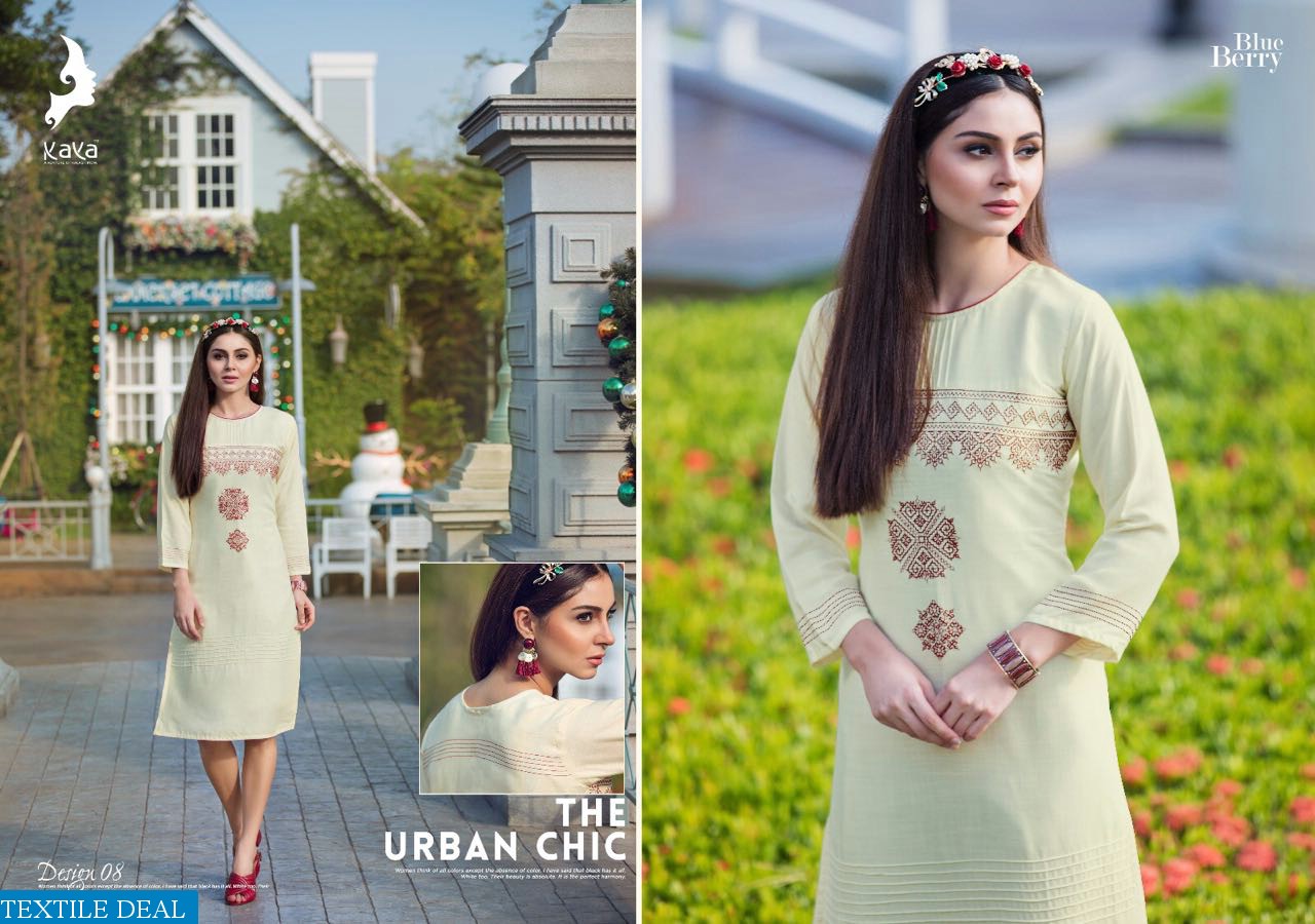 kaya Blueberry Wholesale Embroidered kurti Collection